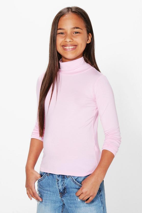 Girls Jersey Polo Neck Top